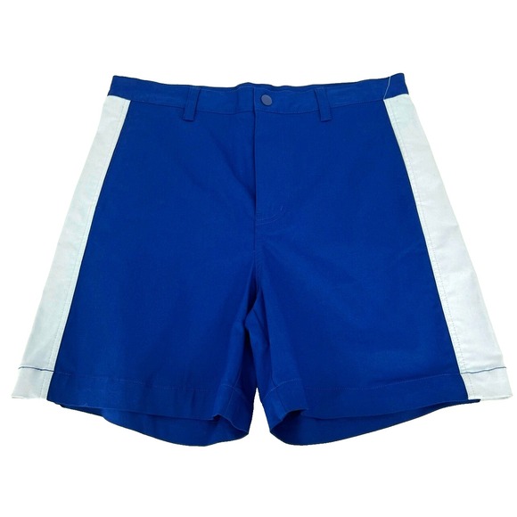 Urban Outfitters UO Mechanic Side Stripe Shorts Mens Size 34 Blue 7"‎ Inseam New - Picture 1 of 11